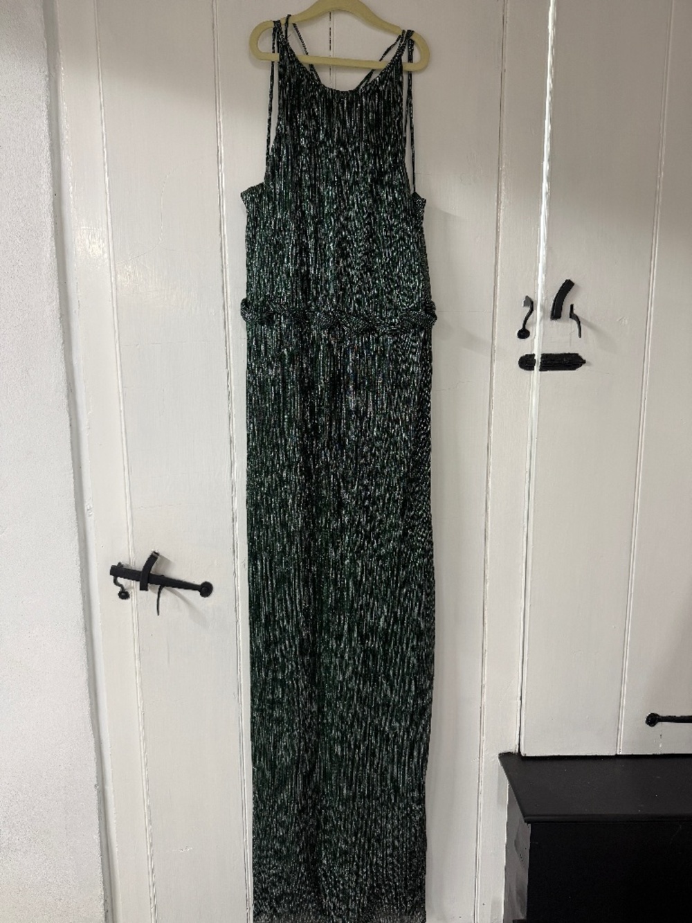 Halston Metallic Braided Waist Gown